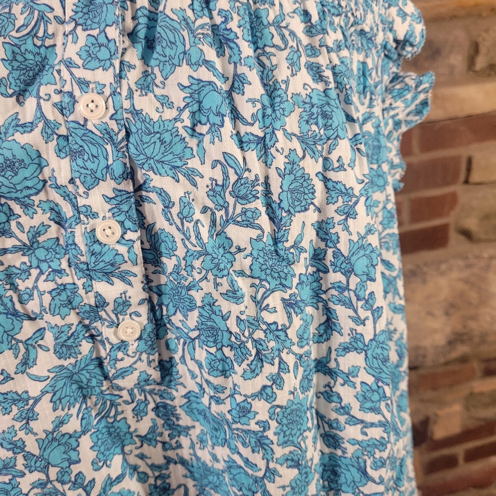 J. Crew Garden Soft Gauze Top In Blue And White Blooms Floral Size 3x - Picture 4 of 9
